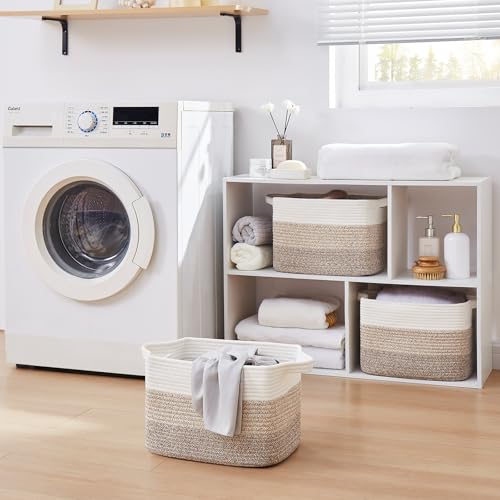30L Storage Basket Large Blanket Basket Living Room Yellow 3 (Gradient Yellow / 3 pcs-16”x12”x10”)
