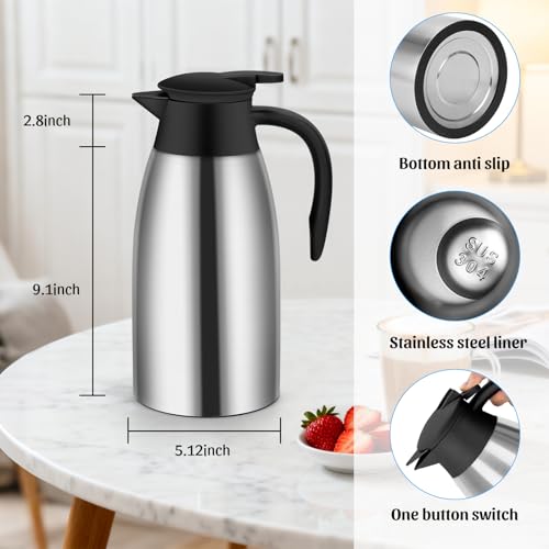 70oz Thermal Coffee Carafe Insulated Coffee Thermo (Silver&Black)
