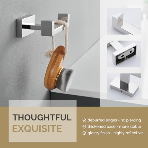 Bathroom Towel Double Hook (1 Pack / Polished Chrome)