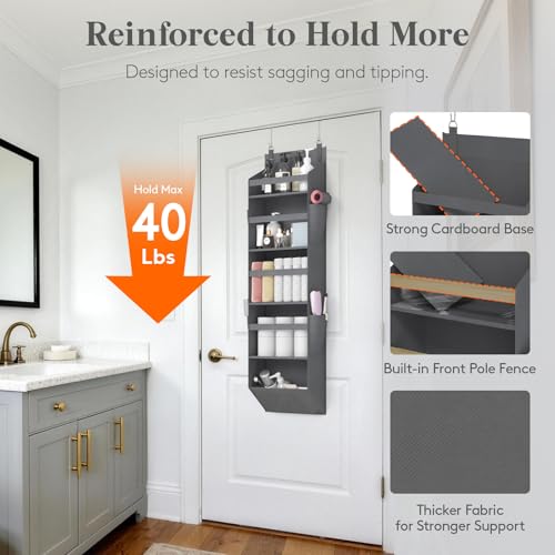 1 Pack Over the Door Organizer 5 Section Hanging Storage (Dark Gray / 5 section)
