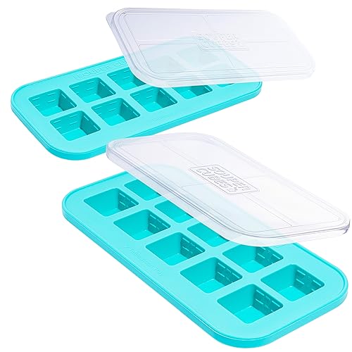 2 Tbsp Silicone Freezer Molds with Lids (2-Pack / Aqua)