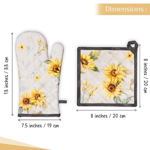 100% Cotton Oven Mitt & Pot Holder Set (057 - Candice / 7.5" x 13" & 8" x 8" (Oven Mitt & Pot Holder))