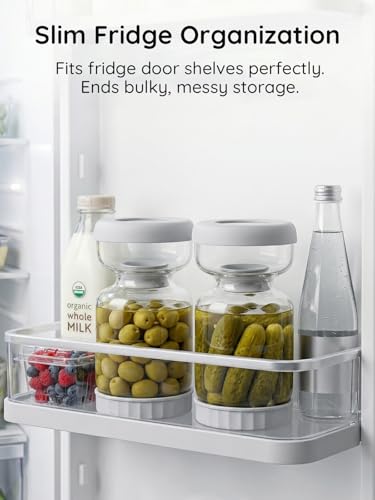 Pickle and Olive Hourglass Jar with Strainer Flip Juice Separator (Gery1Pcs)