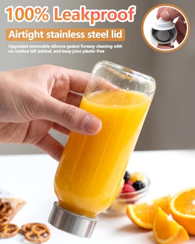 Glass Water Bottles with Stainless Steel Lids 12 oz
