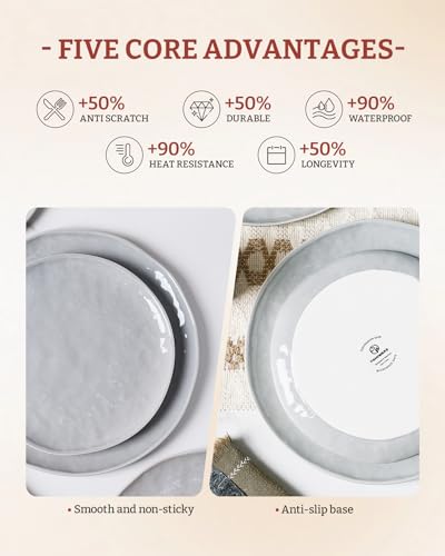 Porcelain Dinnerware Set for 4 (Sleek Grey / Set(16pcs))