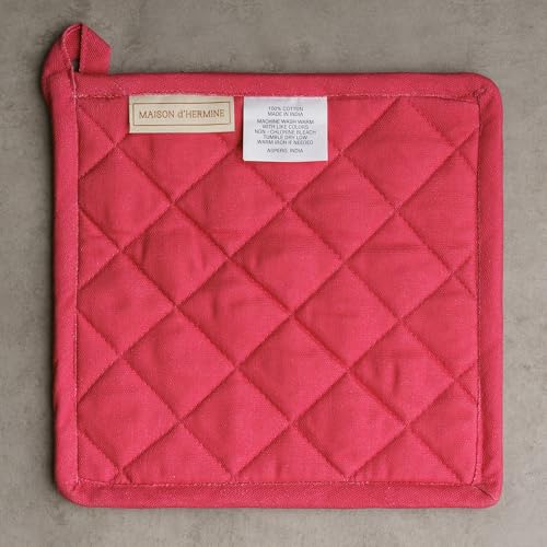 Pot Holders 100% Cotton Potholders (093 - Jardin D'ete - Mint / 8" x 8" (Pot Holder Pack of 2))