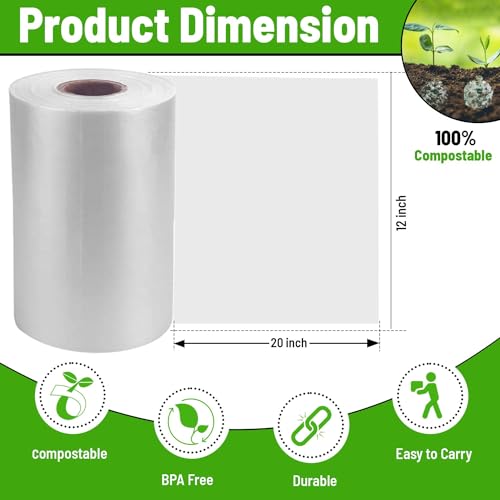 4 Rolls] 12" X 20" Plastic Produce Bags on a Roll (4 Count)