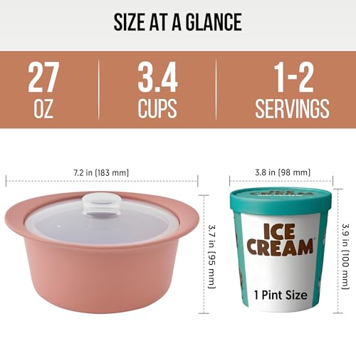 27oz Platinum Silicone Microwave Steamer Pot with Handle & Lid (27oz / Dry Rose)