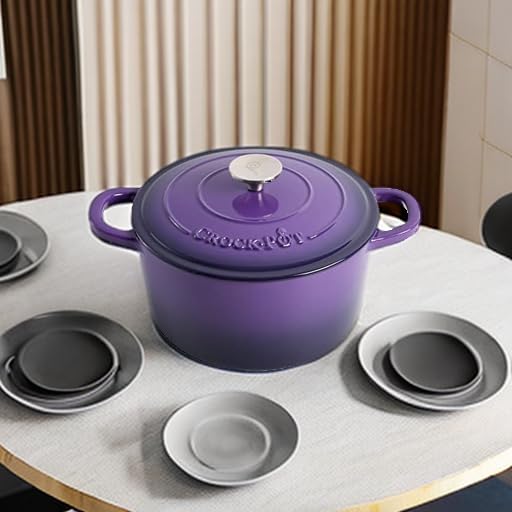 Artisan 5 Quart Round Enameled Cast Iron Dutch Oven (Lavender Purple / 5-Quart)
