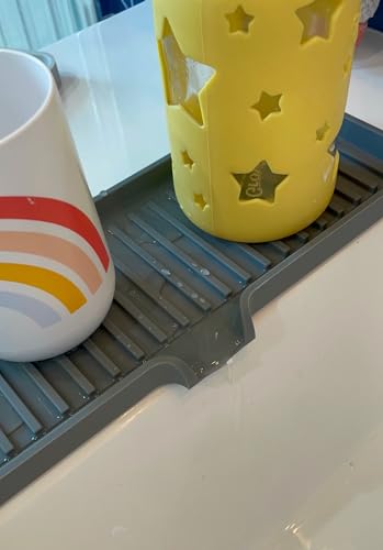 Silicone Soap Dish Tray and Sponge Holder with Drain Chute (Pistachio / (LG) 12"x4")