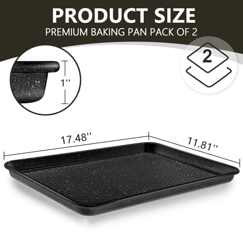 Baking Sheet Pan Set of 2 (17.5x12x1 inch Set / Textured Black)