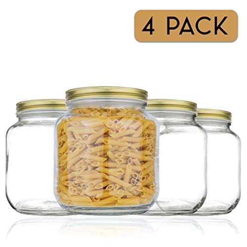 Half Gallon Mason Jar Wide Mouth (Gold Lid)