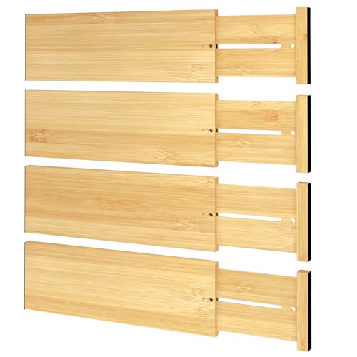 Bamboo Expandable Drawer Dividers (Natural / 4''H, 12.2''-17''L)