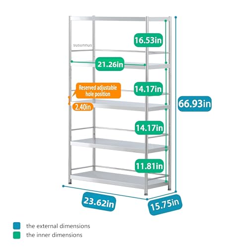 Stainless Shelving with Guardrails (23.6*15.8in-5T(Guardrails))