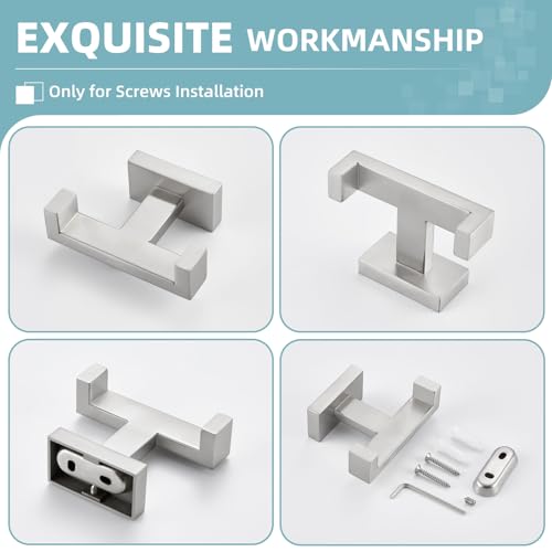 Double Towel Hook for Bathroom (Brushed Nickel)