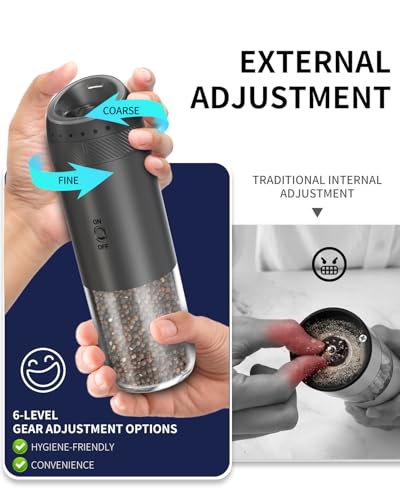 Rechargeable Salt and Pepper Grinder Set (Classic Black)