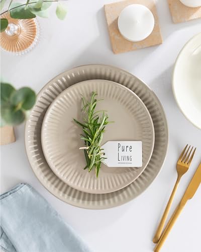 16 Piece Stoneware Dinnerware Set for 4 (Hygge / Light Brown / Set for 4 (16pcs))