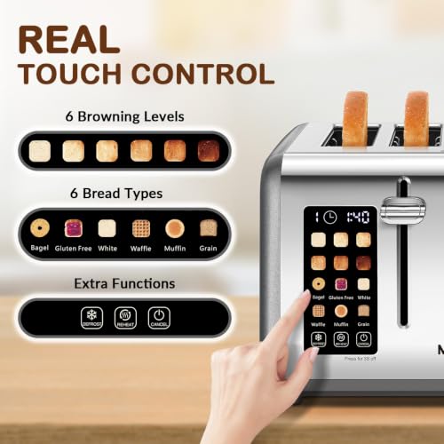 4 Slice Toaster with Touch Screen Control (Pearl Grey / 4 Slice)