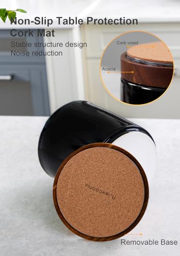 Ceramic Rotating Kitchen Utensil Holder for Countertop (Black)