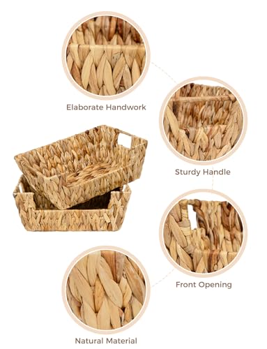 Pantry Baskets for Organizing (Natural(Water Hyacinth) / 13 ½"L x 10 ¾"W x 5"H)