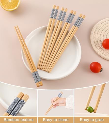 7inch Short kids Bamboo Chopsticks 5 Pairs Reusable Wooden Natural Chopstick Training for Beginners (Style 3 - 5 Pairs - 7 inches)