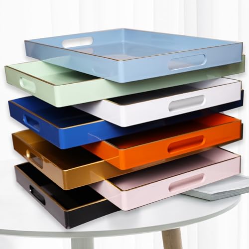 Blue Decorative Serving Tray with Handles (Pure Blue)