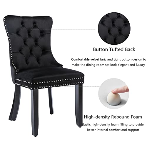 Black Velvet Dining Chairs Set of 4 (Black)