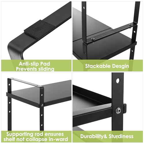 Expandable Cabinet Shelf Organizer Rack (10.24''D*16.14-25.59''W*10.24''H / Black-2 Pack)