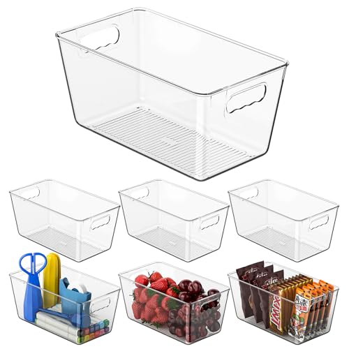 Clear Fridge Organizer Bins with Handles (6 Pack / S (9"L x 5"W x 4.5"H))