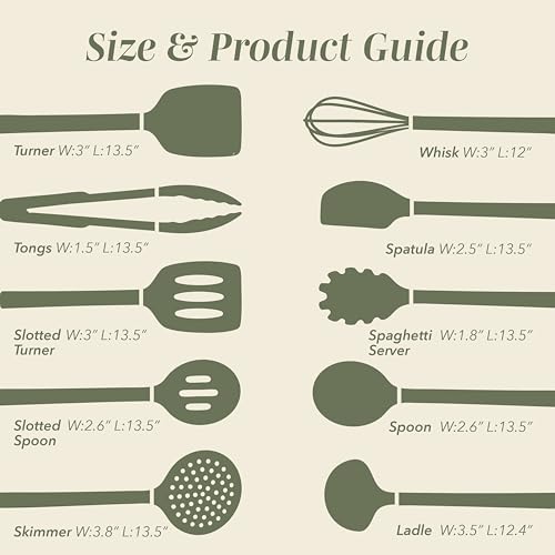Silicone Cooking Utensils (Green / 10 Pieces)
