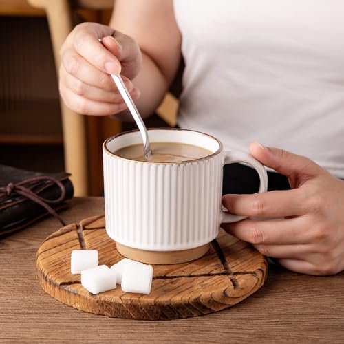 12 OZ Stackable Coffee Mugs Set of 6 (Off-White / 12 Ounce(6PCS))