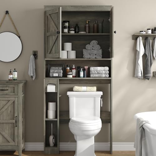32.3''W Over The Toilet Storage Cabinet with Barn Doors (Grey / Barn Doors Over Toilet Cabinet)