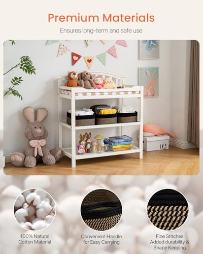 Small Woven Storage Basket for Organizing (Black & Brown / 13.5"L x 9.5"W x 5"H)