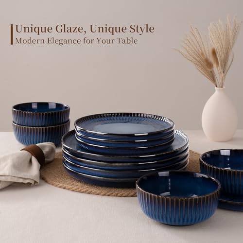 Stoneware Dinnerware Sets for 4 (Starry Blue / Service for 4)