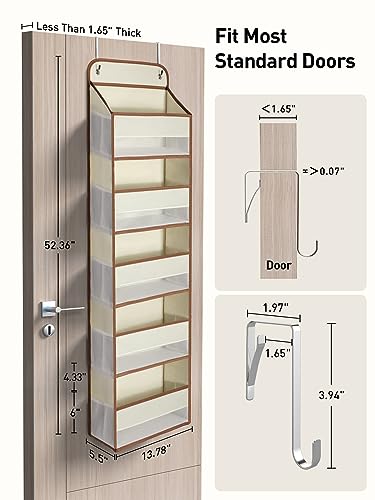 1 Pc 5 Tier Over the Door Organizer with 15 Pockets (Beige / 5 Tier)