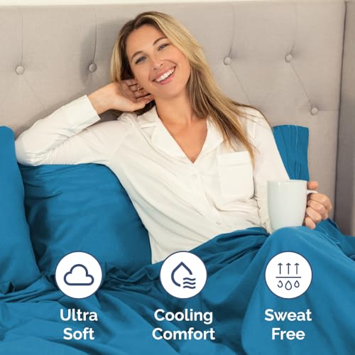 Short Queen Size 4 Piece Bed Sheet Set (20 - Denim Blue / Short Queen)