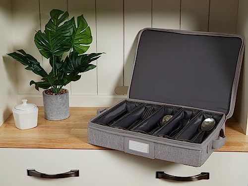 Flatware Storage Box with Removable Trays (Grey Heather / 15W x 11D x 3H)