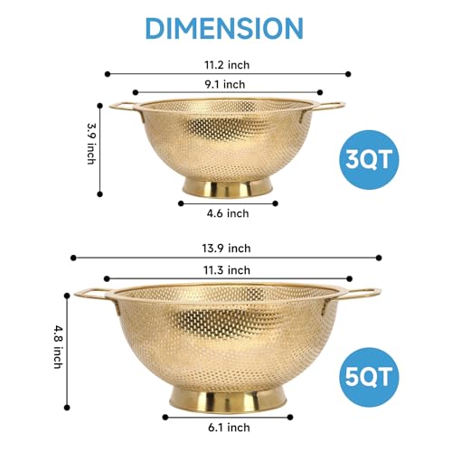 Gold Strainer for Kitchen (5QT)