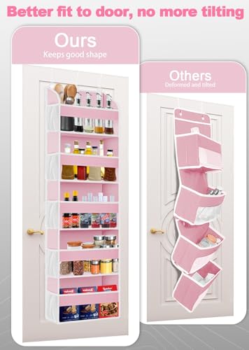 Over the Door Organizer with Clear PVC Windows & 10 Mesh Pockets (1 Pack / Pink)