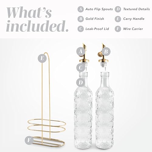 Glass Olive Oil Bottle Dispenser (Floral / Clear)