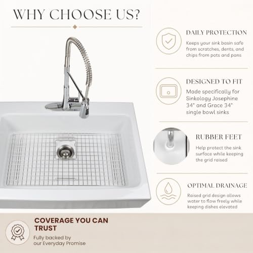 SinkSense Alder Stainless Steel 27.5" x 14" Kitchen Sink Bottom Grid (Stainless Steel)