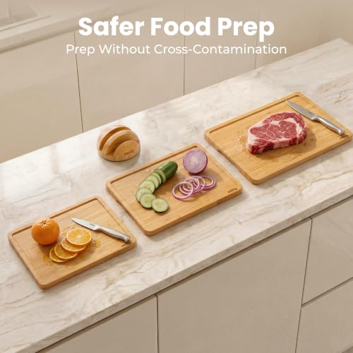 Cutting Boards for Kitchen (Natural Bamboo / 4-Piece)