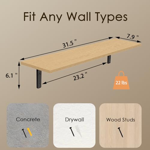 Long Wall Shelves (Natural / 31.5 Inch)