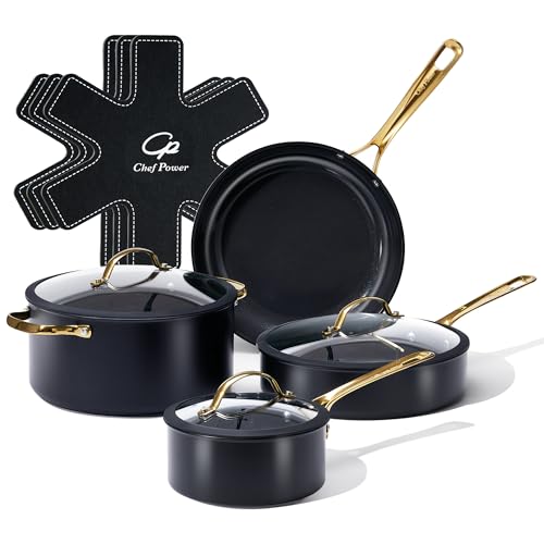 Ceramic Cookware Sets (Stone Black / 10 Pcs Set)