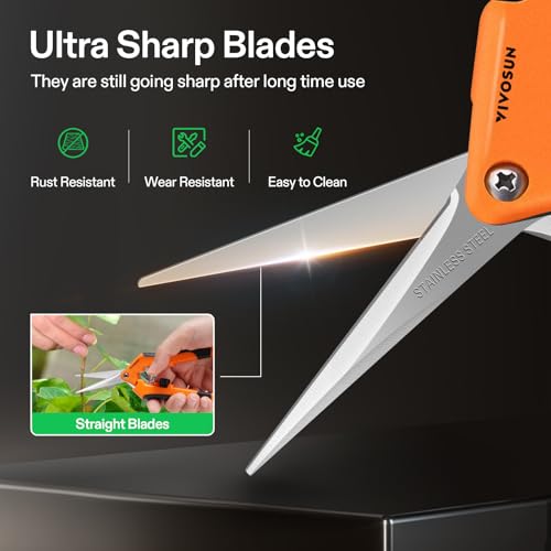 6.5 Inch Garden Scissors (Orange Straight Blade / Orange)