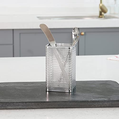 Kitchen Utensil Chopsticks Perforated Holder with Hooks (Small Square)