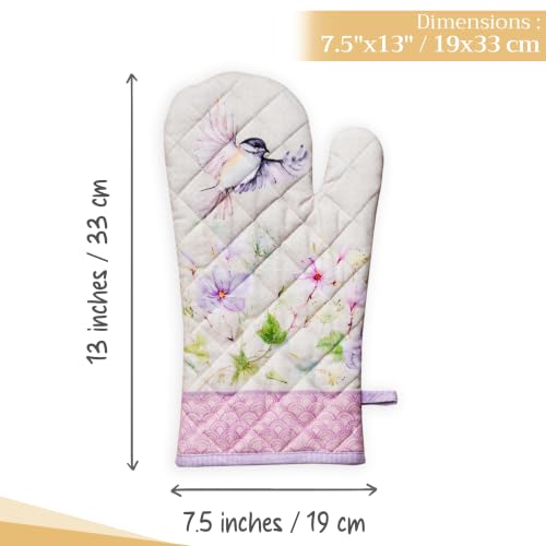 Maison d'Hermine Oven Gloves 100% Cotton Oven Mitt (092 - Magnolia Mornings / 7.5" x 13" (Oven Mitt))