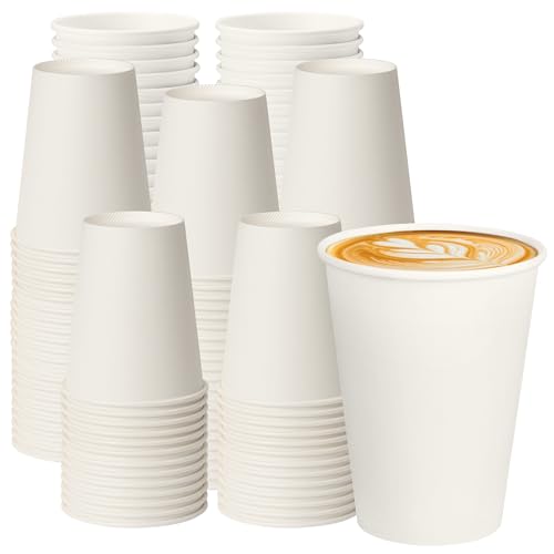 12 oz 500 Pack White Disposable Paper Coffee Cups (White 12 oz / 12 oz)