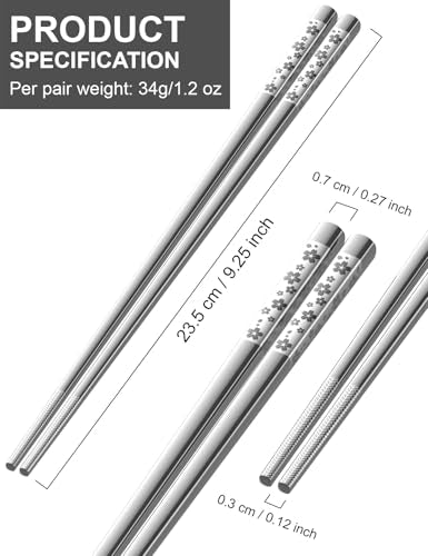 5 Pairs Metal Chopsticks Reusable 18