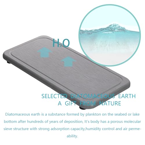 2Pcs Water Absorbent Diatomite Coasters Bathroom Sink Stone Trays (Gray / 8.3" x 3.9")